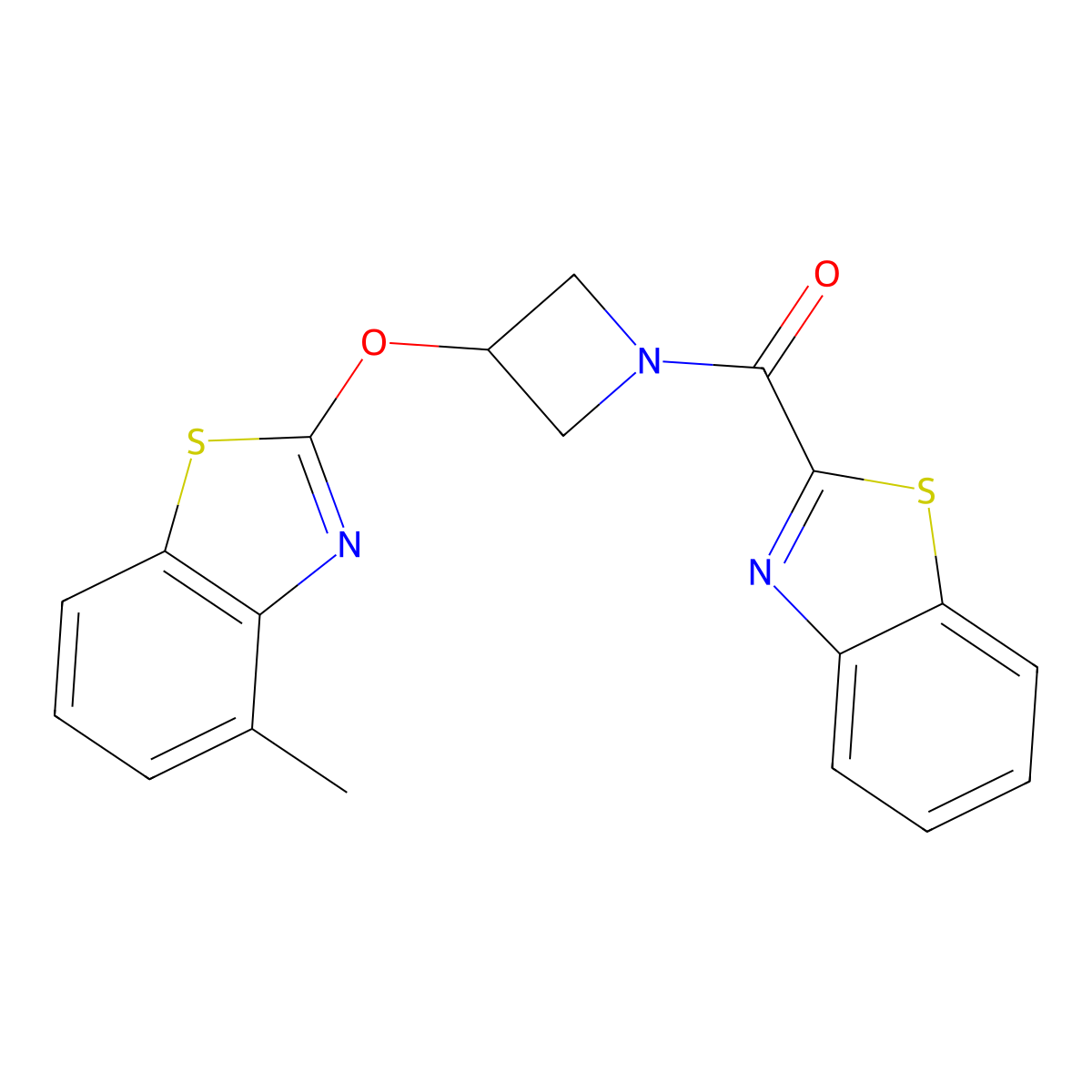 Benzo[d]thiazol-2-yl(3-((4-methylbenzo[d]thiazol-2-yl)oxy)azetidin-1-yl)methanone molecular structure, CAS 1396870-36-2