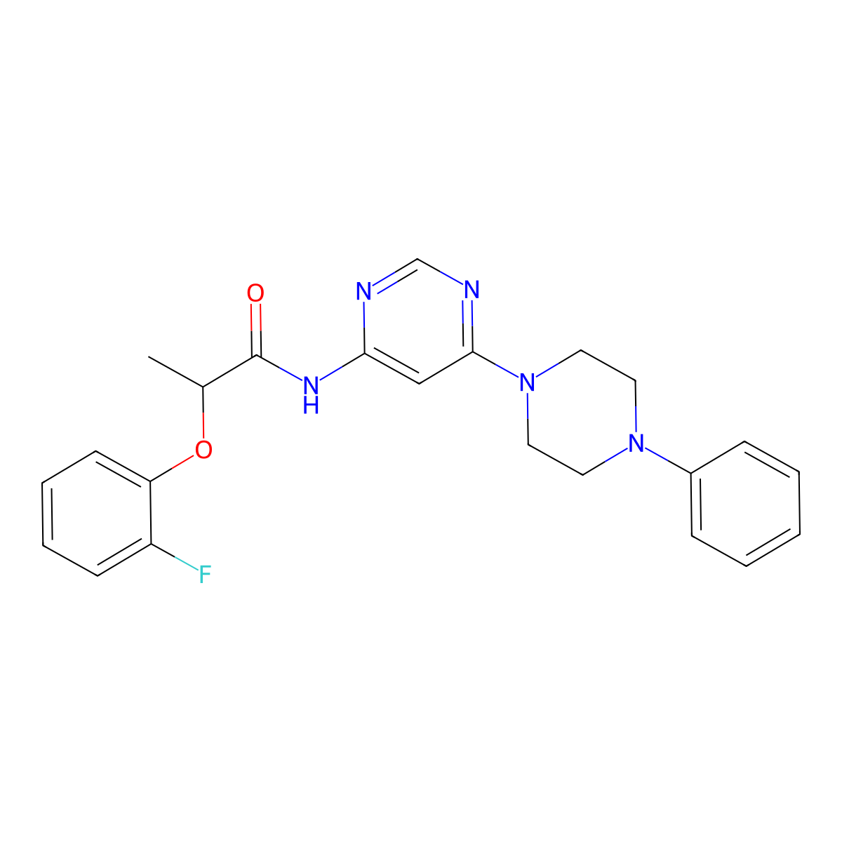 2-(2-fluorophenoxy)-N-[6-(4-phenylpiperazin-1-yl)pyrimidin-4-yl]propanamide molecular structure, CAS 1396870-39-5
