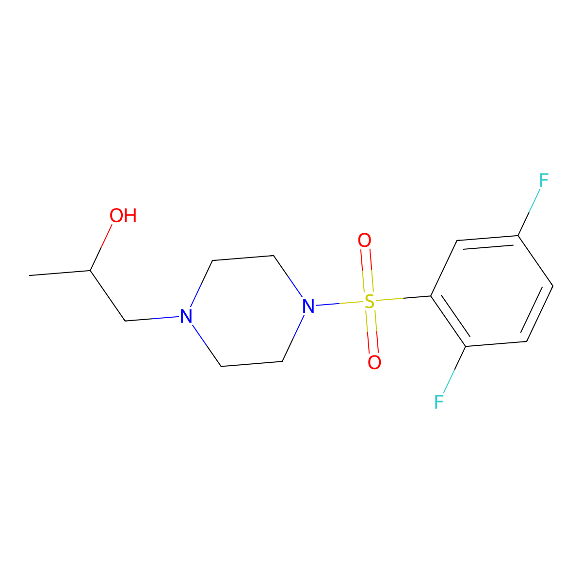 1-(4-((2,5-Difluorophenyl)sulfonyl)piperazin-1-yl)propan-2-ol molecular structure, CAS 1396870-42-0