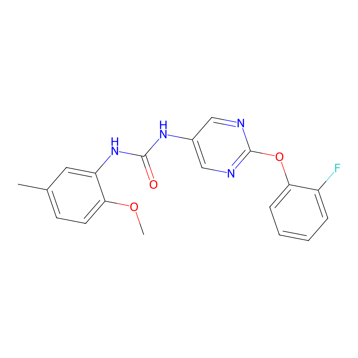 1-(2-(2-Fluorophenoxy)pyrimidin-5-yl)-3-(2-methoxy-5-methylphenyl)urea molecular structure, CAS 1396870-54-4