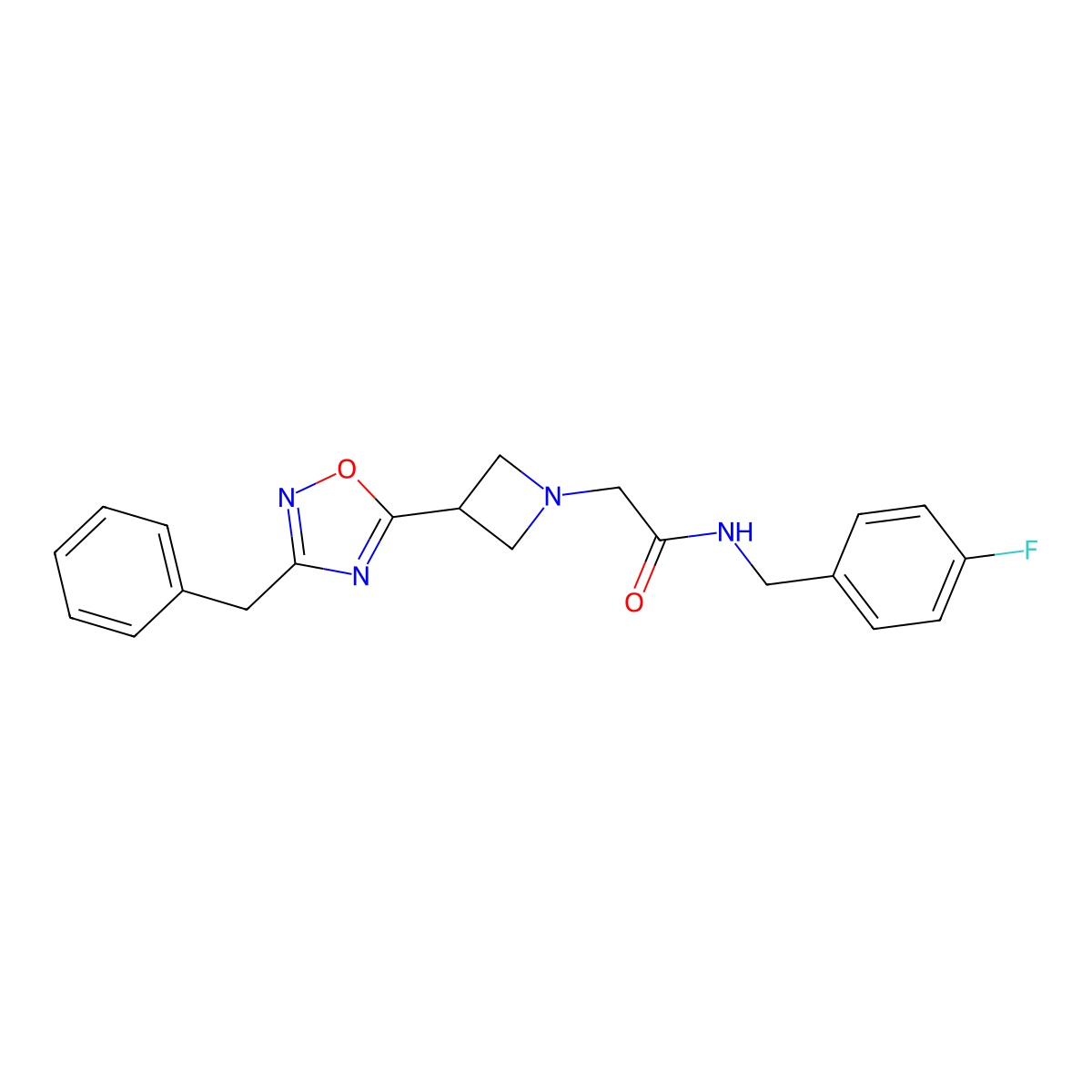 2-(3-(3-Benzyl-1,2,4-oxadiazol-5-yl)azetidin-1-yl)-N-(4-fluorobenzyl)acetamide molecular structure, CAS 1396870-55-5