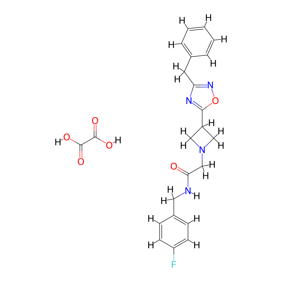 2-(3-(3-benzyl-1,2,4-oxadiazol-5-yl)azetidin-1-yl)-N-(4-fluorobenzyl)acetamide oxalate molecular structure, CAS 1396870-56-6