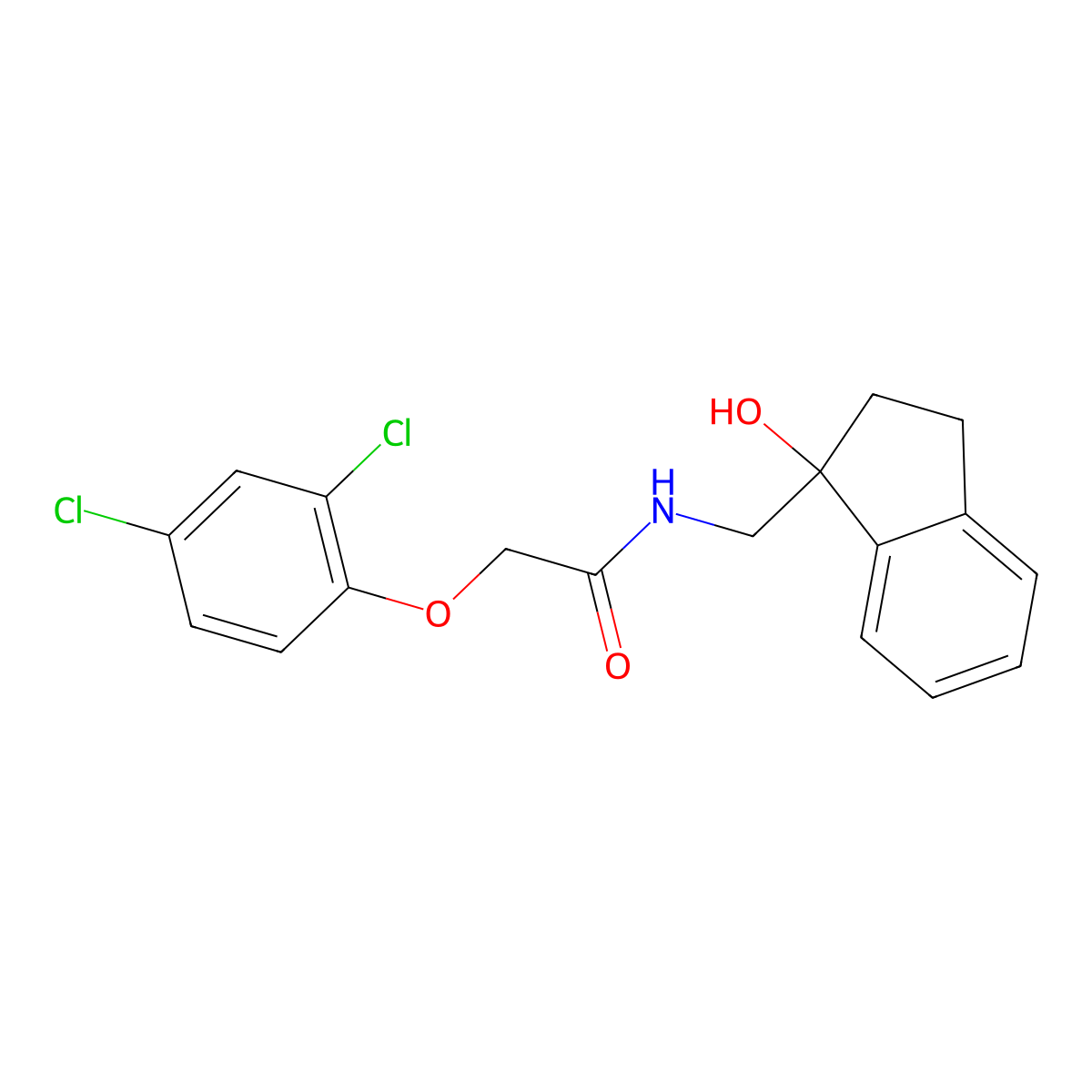 2-(2,4-dichlorophenoxy)-N-[(1-hydroxy-2,3-dihydro-1H-inden-1-yl)methyl]acetamide molecular structure, CAS 1396870-58-8