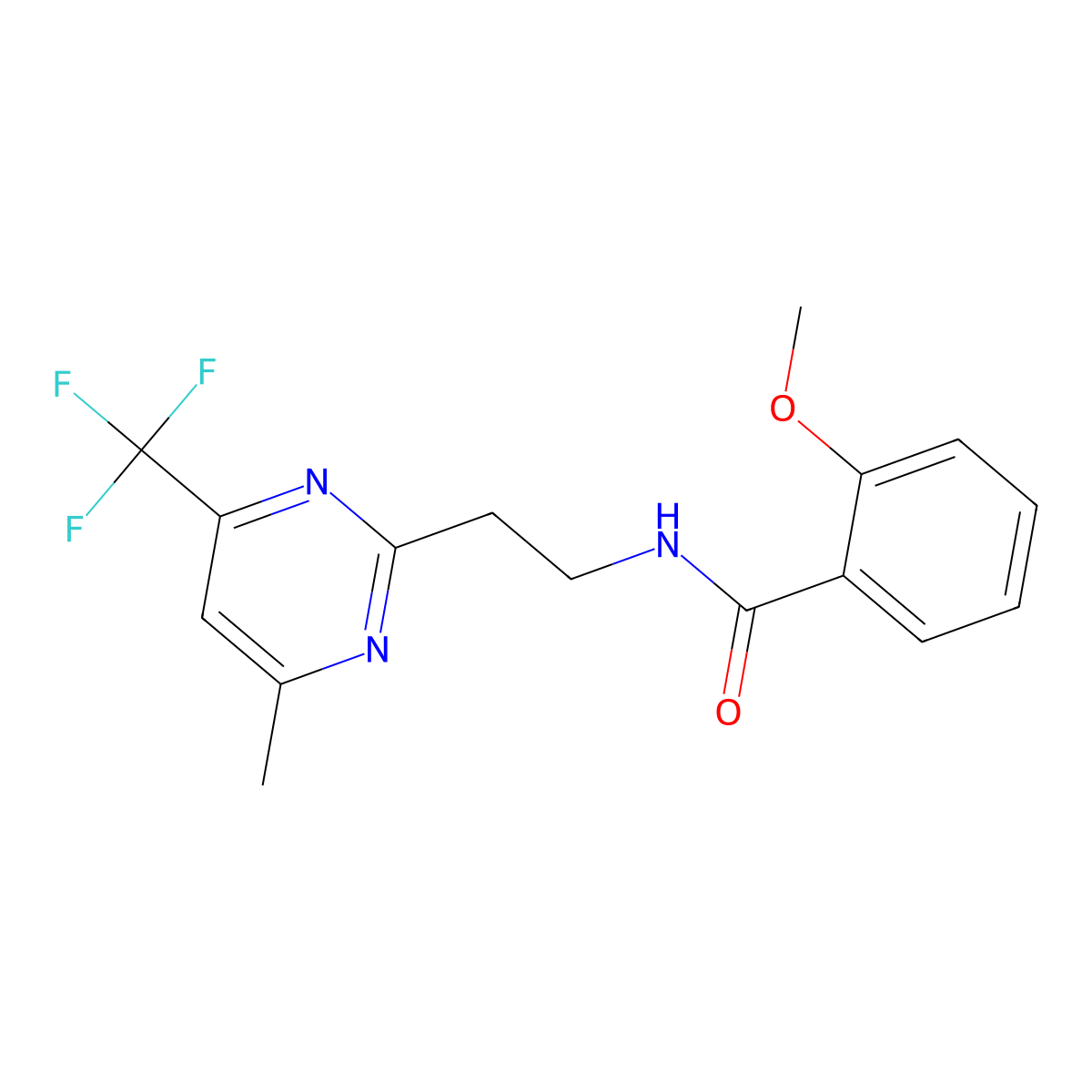 2-methoxy-N-{2-[4-methyl-6-(trifluoromethyl)pyrimidin-2-yl]ethyl}benzamide molecular structure, CAS 1396870-60-2