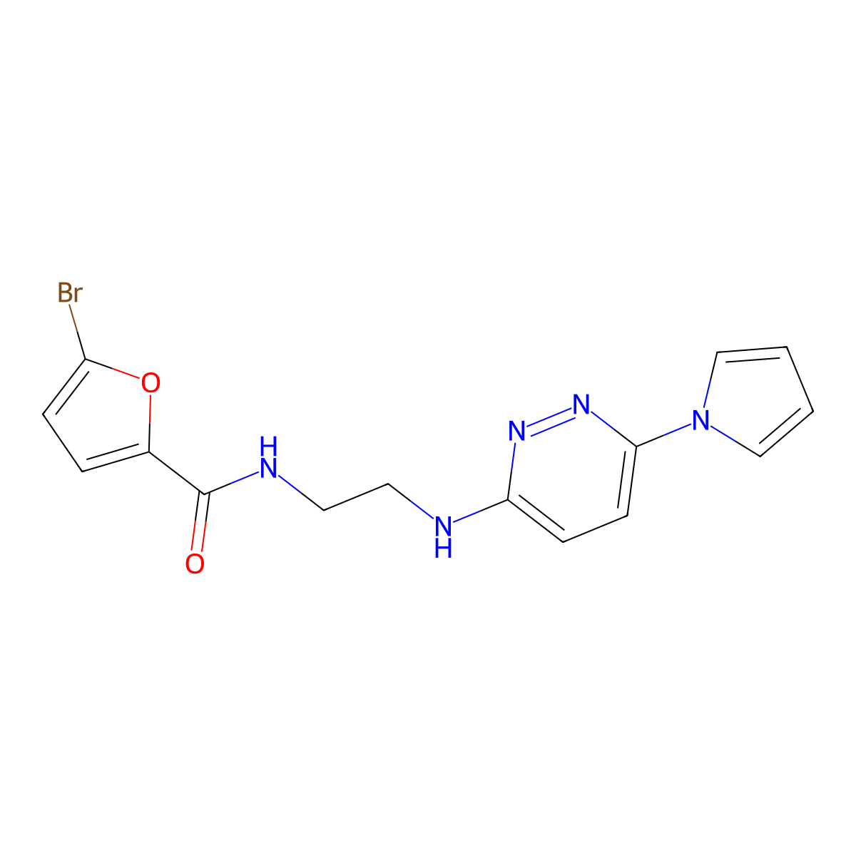 N-(2-((6-(1H-pyrrol-1-yl)pyridazin-3-yl)amino)ethyl)-5-bromofuran-2-carboxamide molecular structure, CAS 1396870-64-6