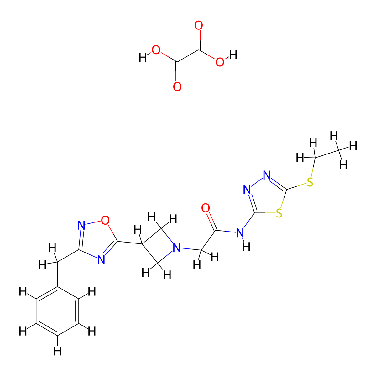 2-(3-(3-benzyl-1,2,4-oxadiazol-5-yl)azetidin-1-yl)-N-(5-(ethylthio)-1,3,4-thiadiazol-2-yl)acetamide oxalate molecular structure, CAS 1396870-67-9