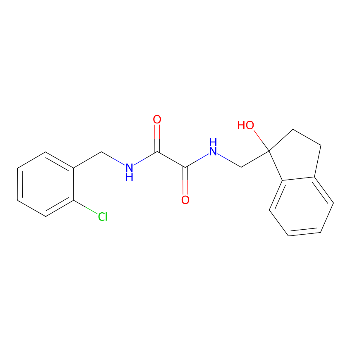 N1-(2-chlorobenzyl)-N2-((1-hydroxy-2,3-dihydro-1H-inden-1-yl)methyl)oxalamide molecular structure, CAS 1396870-77-1