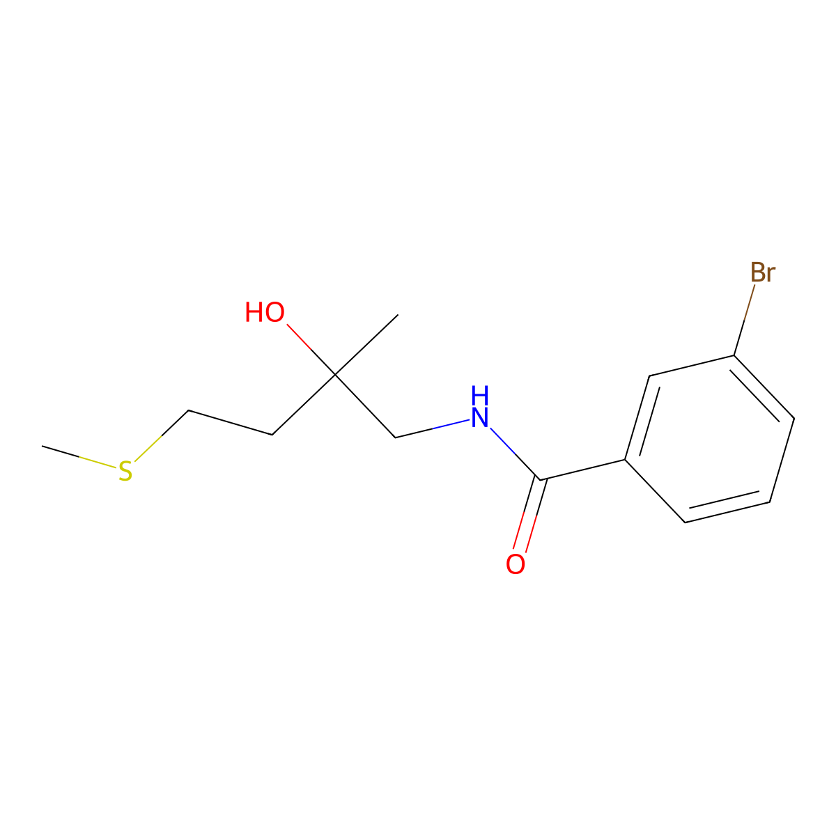 3-bromo-N-(2-hydroxy-2-methyl-4-(methylthio)butyl)benzamide molecular structure, CAS 1396870-78-2