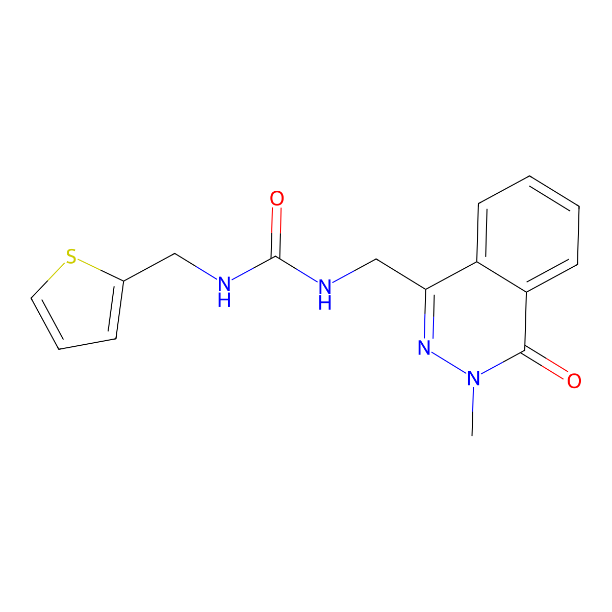 1-((3-Methyl-4-oxo-3,4-dihydrophthalazin-1-yl)methyl)-3-(thiophen-2-ylmethyl)urea molecular structure, CAS 1396870-82-8