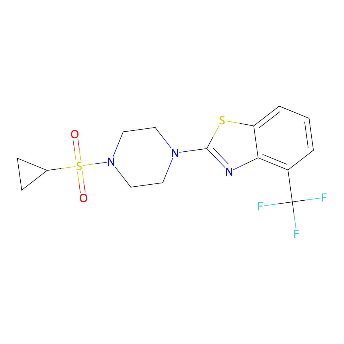 2-(4-(Cyclopropylsulfonyl)piperazin-1-yl)-4-(trifluoromethyl)benzo[d]thiazole molecular structure, CAS 1396870-84-0