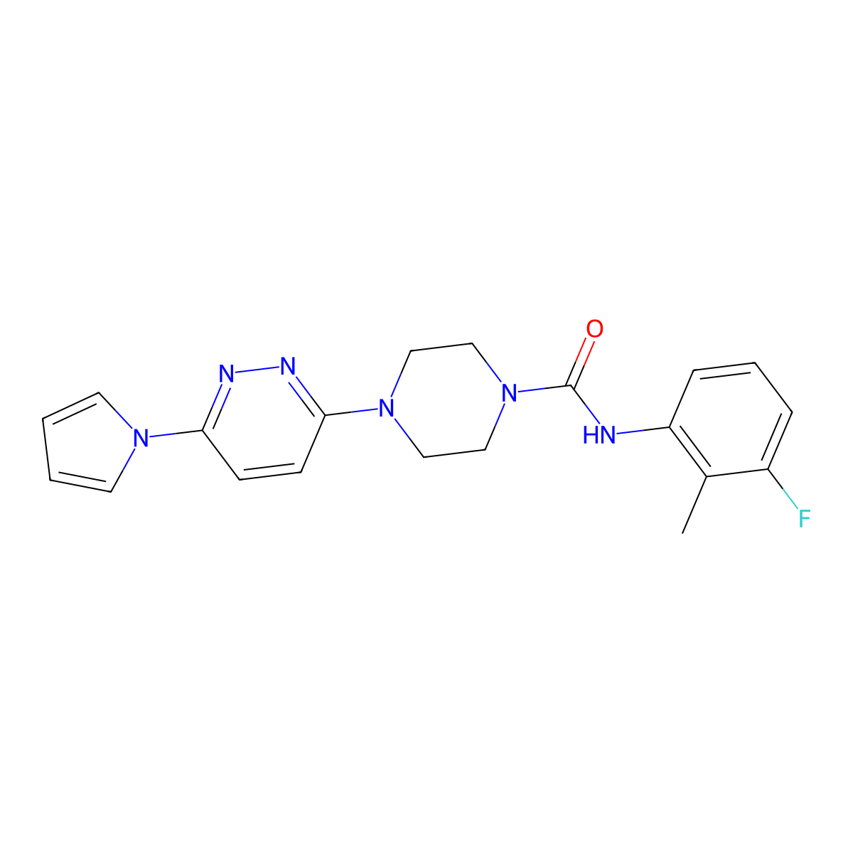 4-(6-(1H-pyrrol-1-yl)pyridazin-3-yl)-N-(3-fluoro-2-methylphenyl)piperazine-1-carboxamide molecular structure, CAS 1396870-87-3