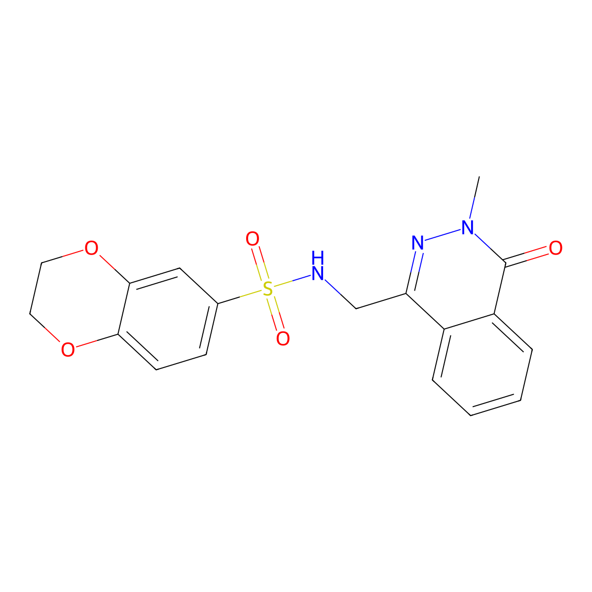 N-((3-methyl-4-oxo-3,4-dihydrophthalazin-1-yl)methyl)-2,3-dihydrobenzo[b][1,4]dioxine-6-sulfonamide molecular structure, CAS 1396870-90-8