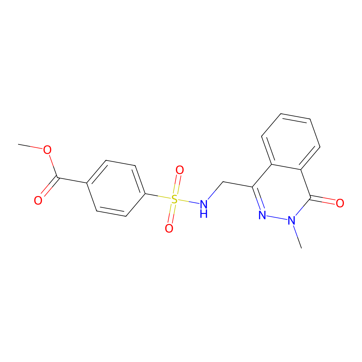 methyl 4-(N-((3-methyl-4-oxo-3,4-dihydrophthalazin-1-yl)methyl)sulfamoyl)benzoate molecular structure, CAS 1396870-98-6
