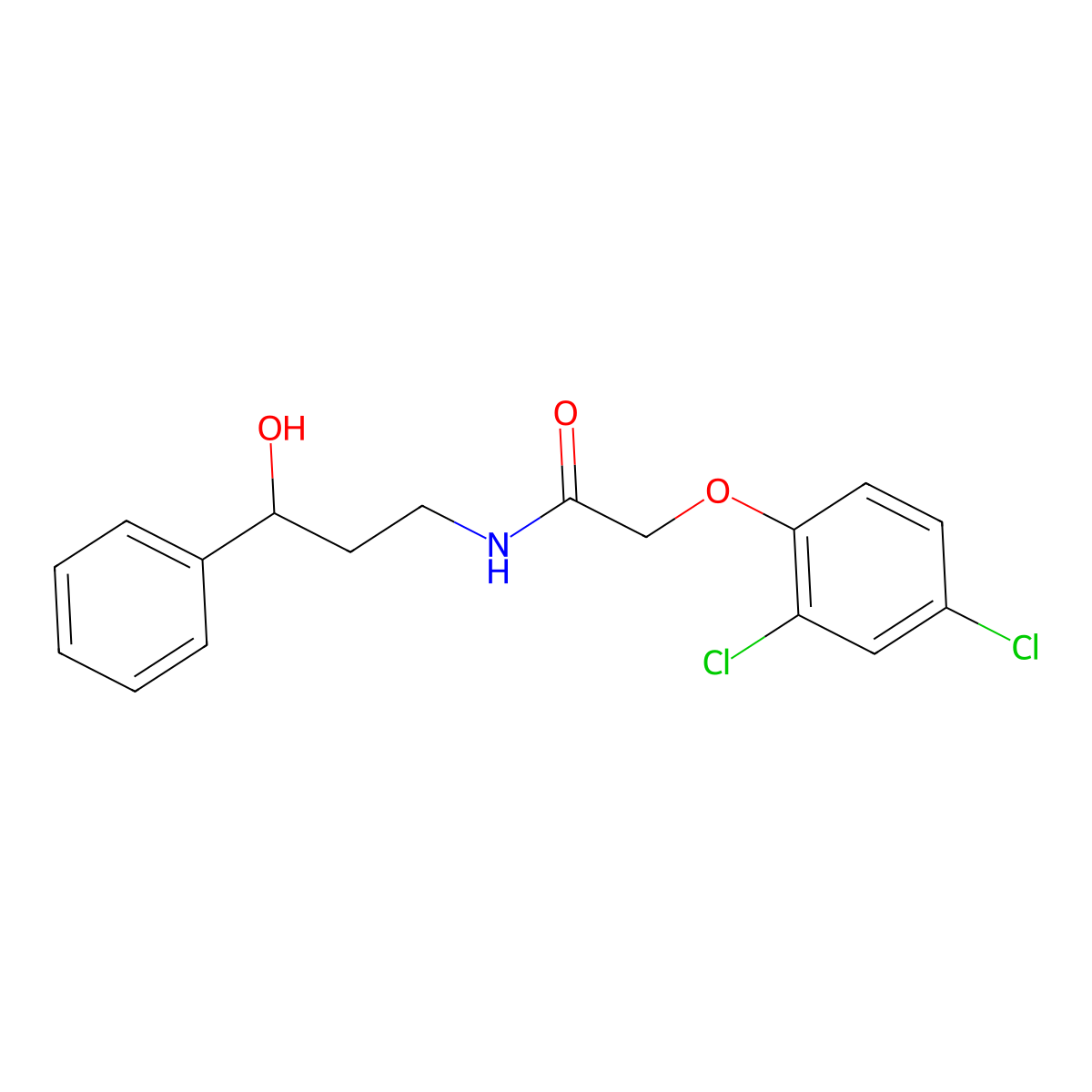 2-(2,4-dichlorophenoxy)-N-(3-hydroxy-3-phenylpropyl)acetamide molecular structure, CAS 1396871-01-4