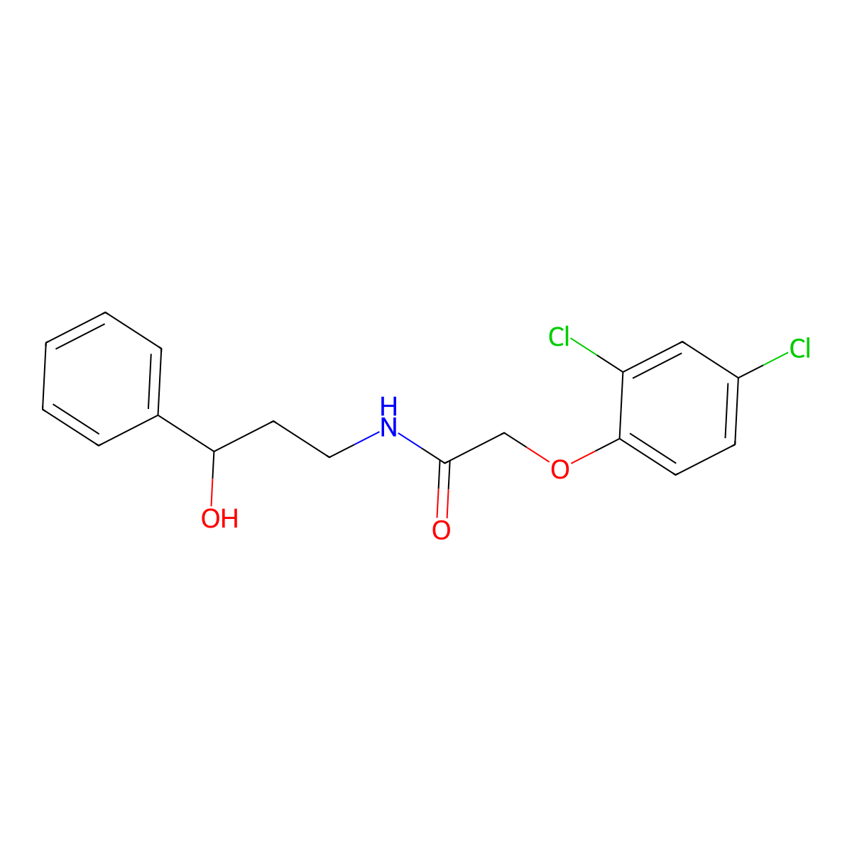2-(2,4-dichlorophenoxy)-N-(3-hydroxy-3-phenylpropyl)acetamide molecular structure, CAS 1396871-01-4