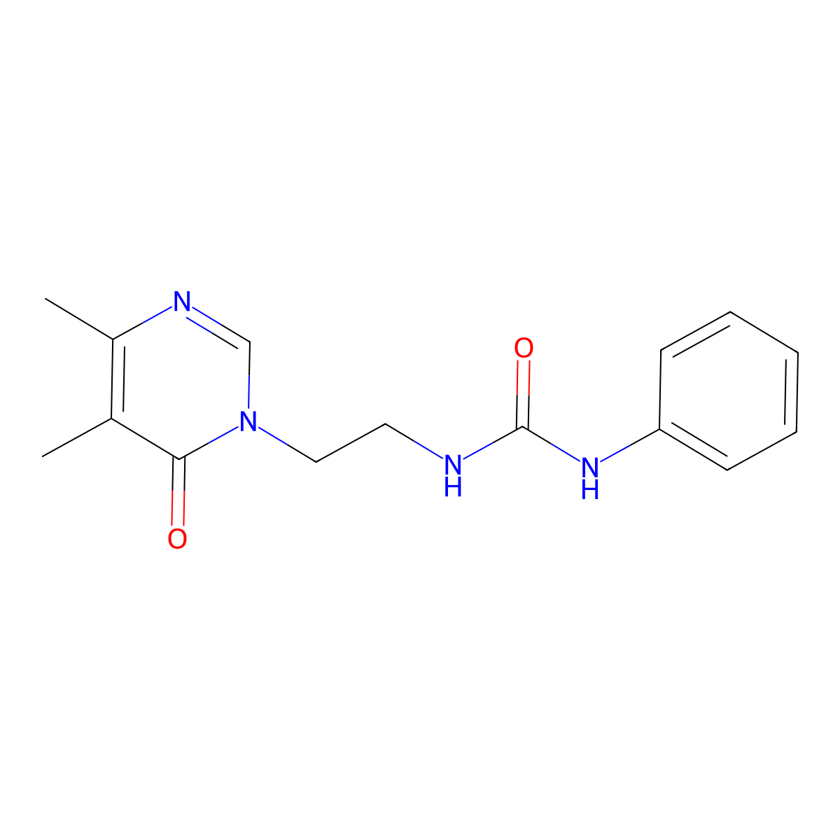 1-(2-(4,5-dimethyl-6-oxopyrimidin-1(6H)-yl)ethyl)-3-phenylurea molecular structure, CAS 1396871-03-6