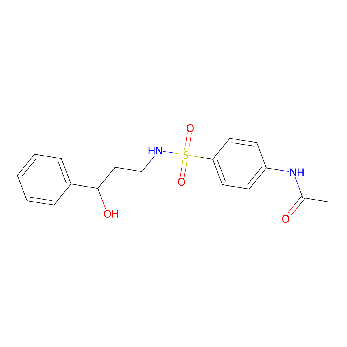 N-(4-(N-(3-hydroxy-3-phenylpropyl)sulfamoyl)phenyl)acetamide molecular structure, CAS 1396871-08-1
