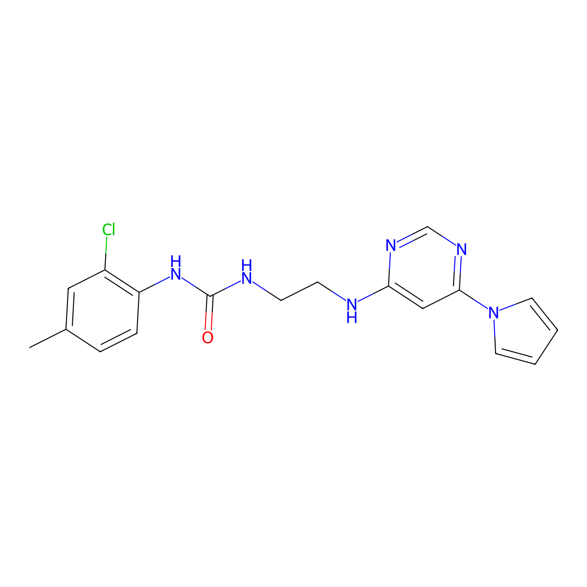 1-(2-((6-(1H-pyrrol-1-yl)pyrimidin-4-yl)amino)ethyl)-3-(2-chloro-4-methylphenyl)urea molecular structure, CAS 1396871-14-9