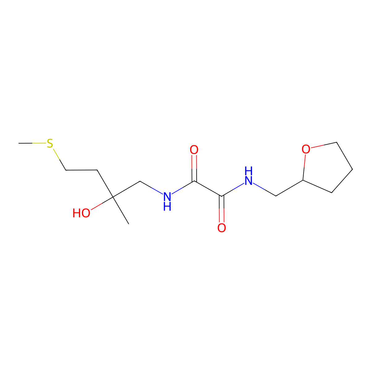 N1-(2-hydroxy-2-methyl-4-(methylthio)butyl)-N2-((tetrahydrofuran-2-yl)methyl)oxalamide molecular structure, CAS 1396871-19-4