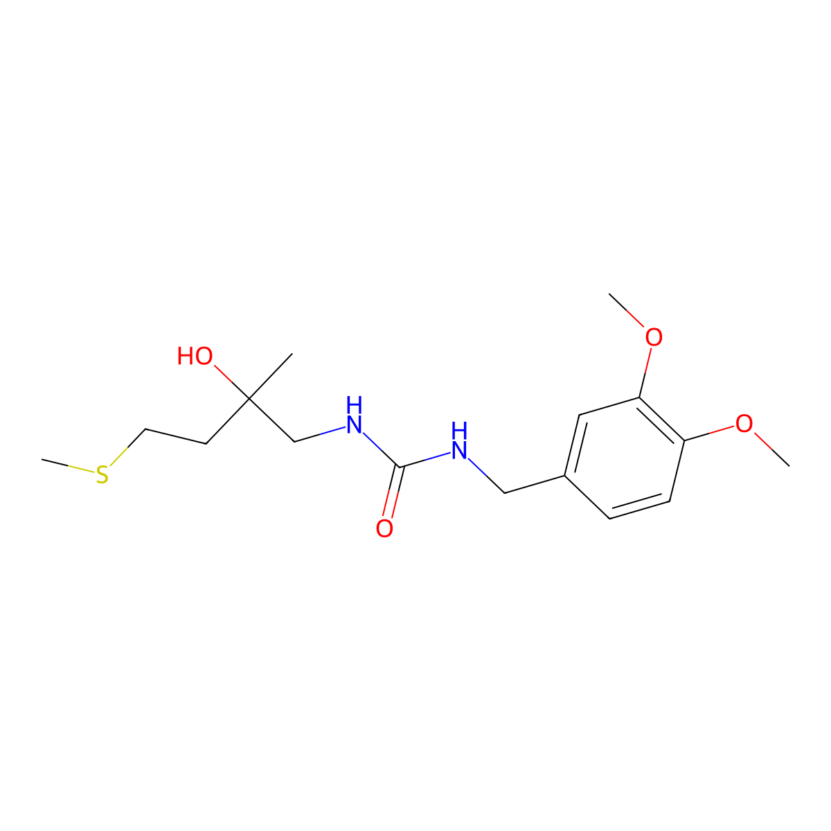 1-(3,4-Dimethoxybenzyl)-3-(2-hydroxy-2-methyl-4-(methylthio)butyl)urea molecular structure, CAS 1396871-32-1