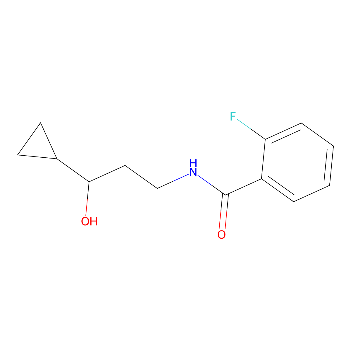 N-(3-cyclopropyl-3-hydroxypropyl)-2-fluorobenzamide molecular structure, CAS 1396871-42-3