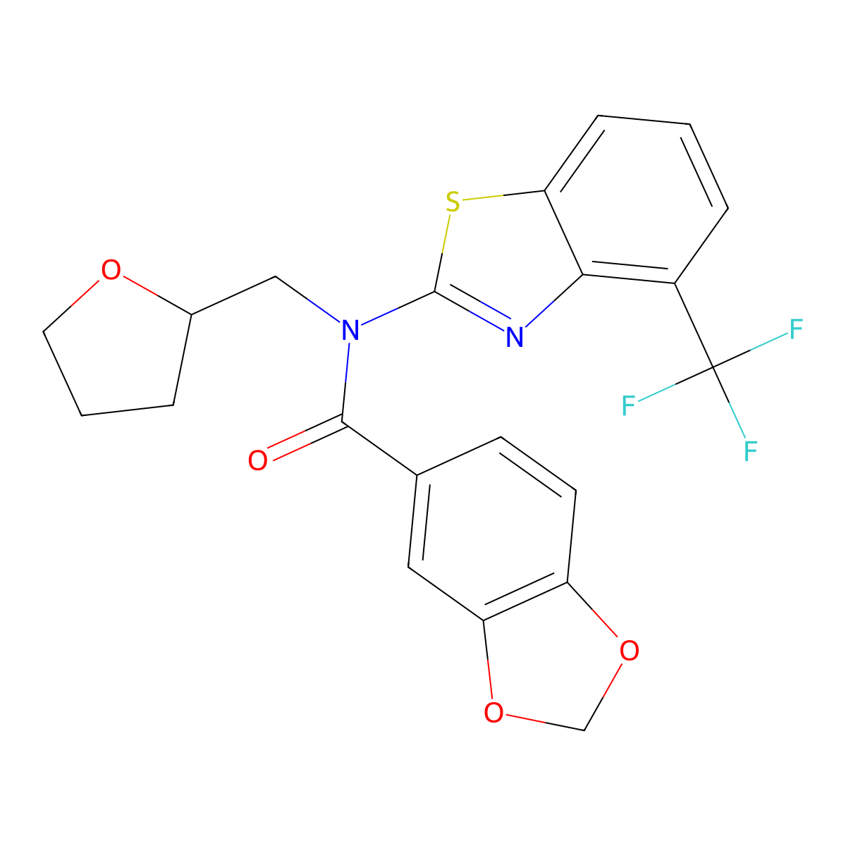 N-((tetrahydrofuran-2-yl)methyl)-N-(4-(trifluoromethyl)benzo[d]thiazol-2-yl)benzo[d][1,3]dioxole-5-carboxamide molecular structure, CAS 1396871-43-4