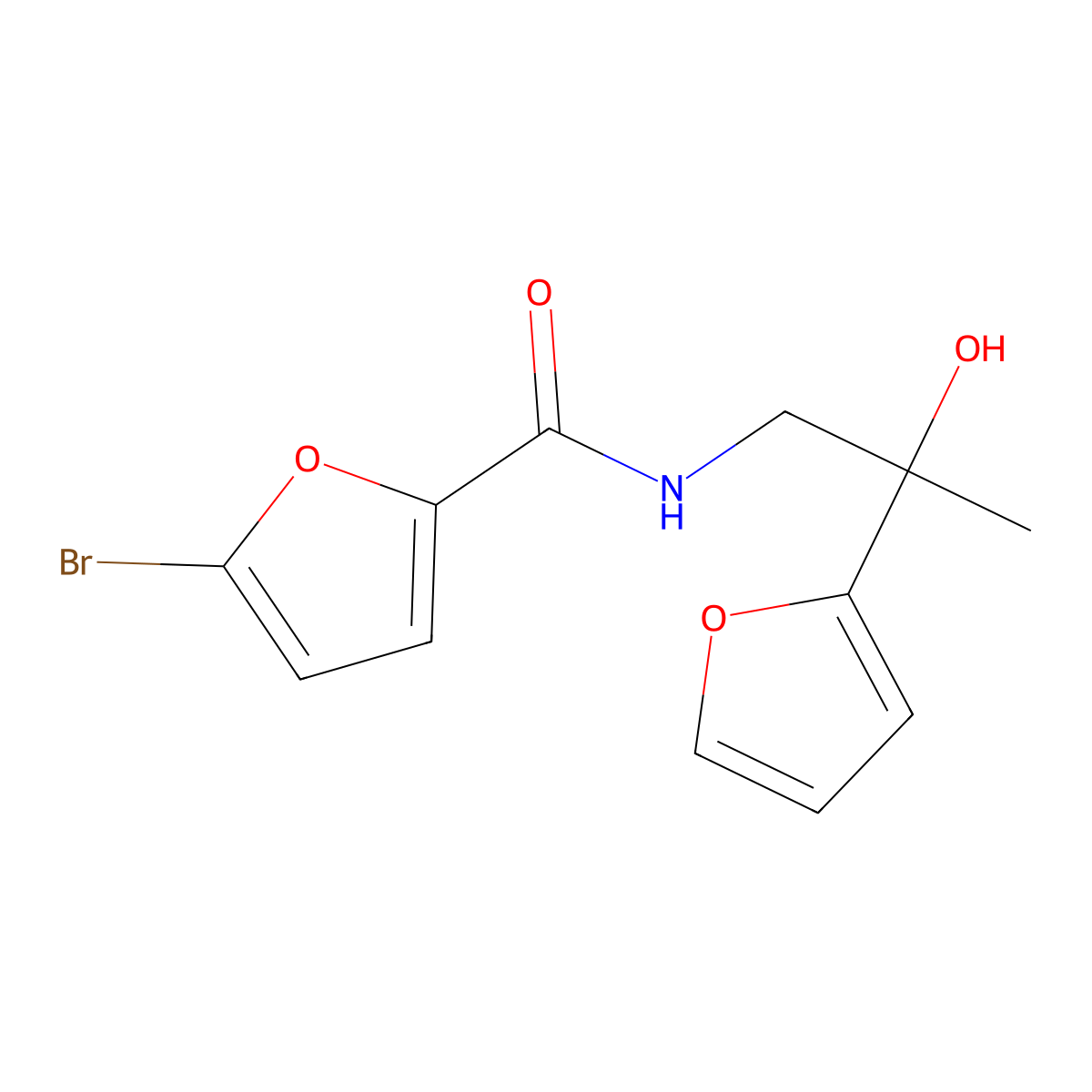 5-bromo-N-[2-(furan-2-yl)-2-hydroxypropyl]furan-2-carboxamide molecular structure, CAS 1396871-44-5
