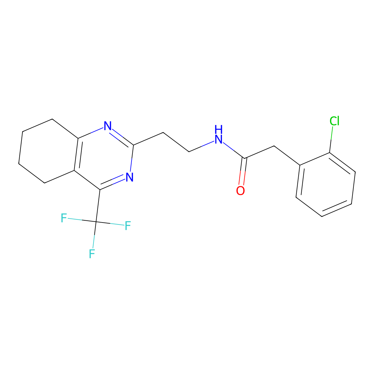 2-(2-chlorophenyl)-N-(2-(4-(trifluoromethyl)-5,6,7,8-tetrahydroquinazolin-2-yl)ethyl)acetamide molecular structure, CAS 1396871-47-8