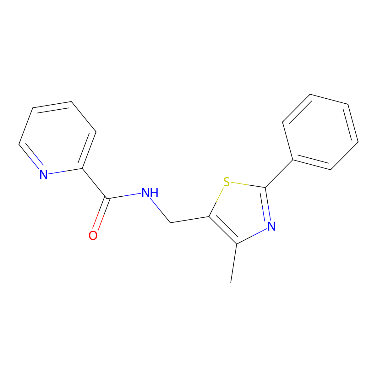 N-((4-methyl-2-phenylthiazol-5-yl)methyl)picolinamide molecular structure, CAS 1396871-48-9