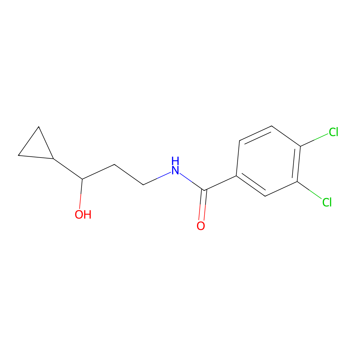 3,4-dichloro-N-(3-cyclopropyl-3-hydroxypropyl)benzamide molecular structure, CAS 1396871-49-0