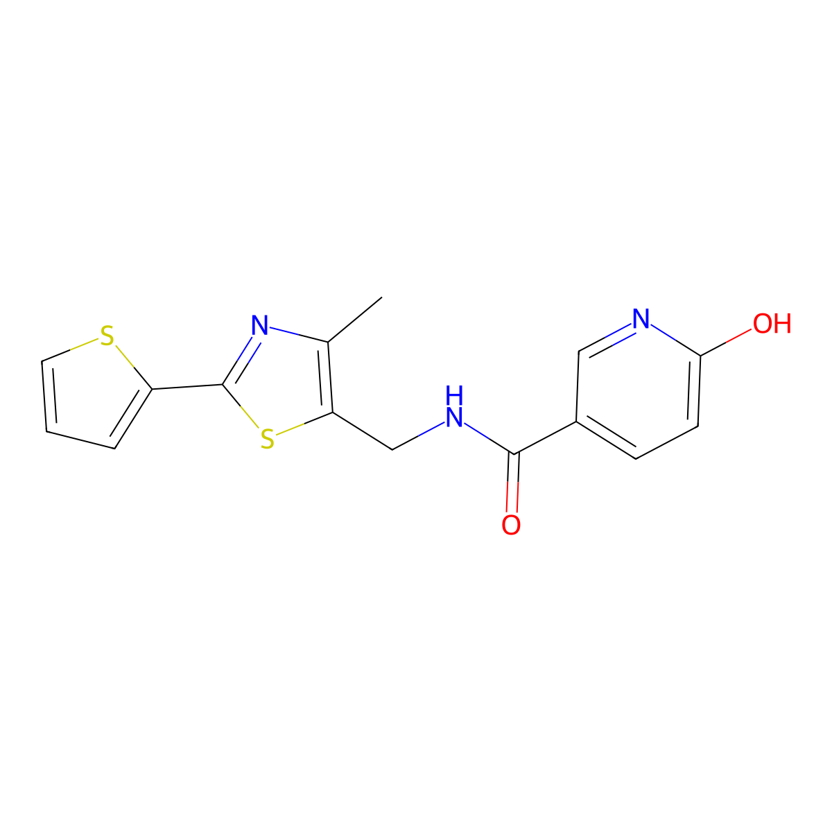 6-hydroxy-N-((4-methyl-2-(thiophen-2-yl)thiazol-5-yl)methyl)nicotinamide molecular structure, CAS 1396871-53-6