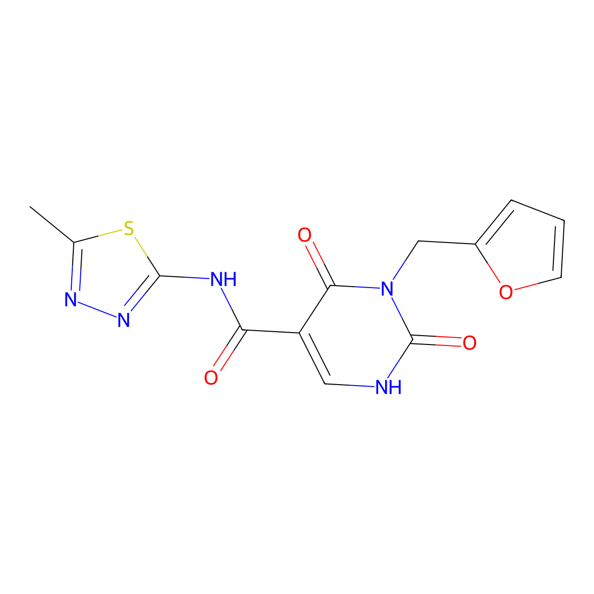 3-(furan-2-ylmethyl)-N-(5-methyl-1,3,4-thiadiazol-2-yl)-2,4-dioxo-1,2,3,4-tetrahydropyrimidine-5-carboxamide molecular structure, CAS 1396871-56-9