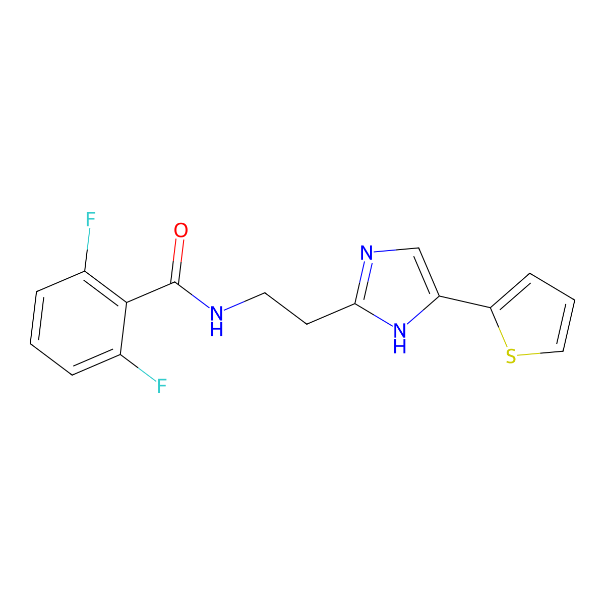 2,6-difluoro-N-{2-[4-(thiophen-2-yl)-1H-imidazol-2-yl]ethyl}benzamide molecular structure, CAS 1396871-59-2