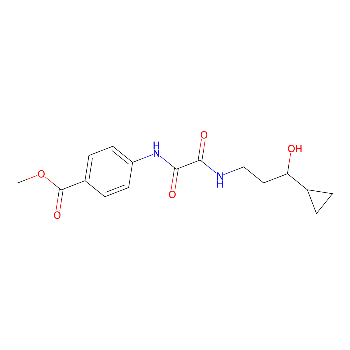 Methyl 4-(2-((3-cyclopropyl-3-hydroxypropyl)amino)-2-oxoacetamido)benzoate molecular structure, CAS 1396871-67-2