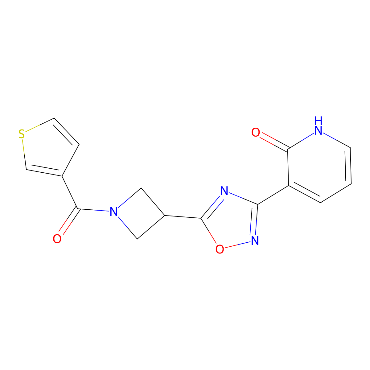 3-(5-(1-(thiophene-3-carbonyl)azetidin-3-yl)-1,2,4-oxadiazol-3-yl)pyridin-2(1H)-one molecular structure, CAS 1396871-69-4