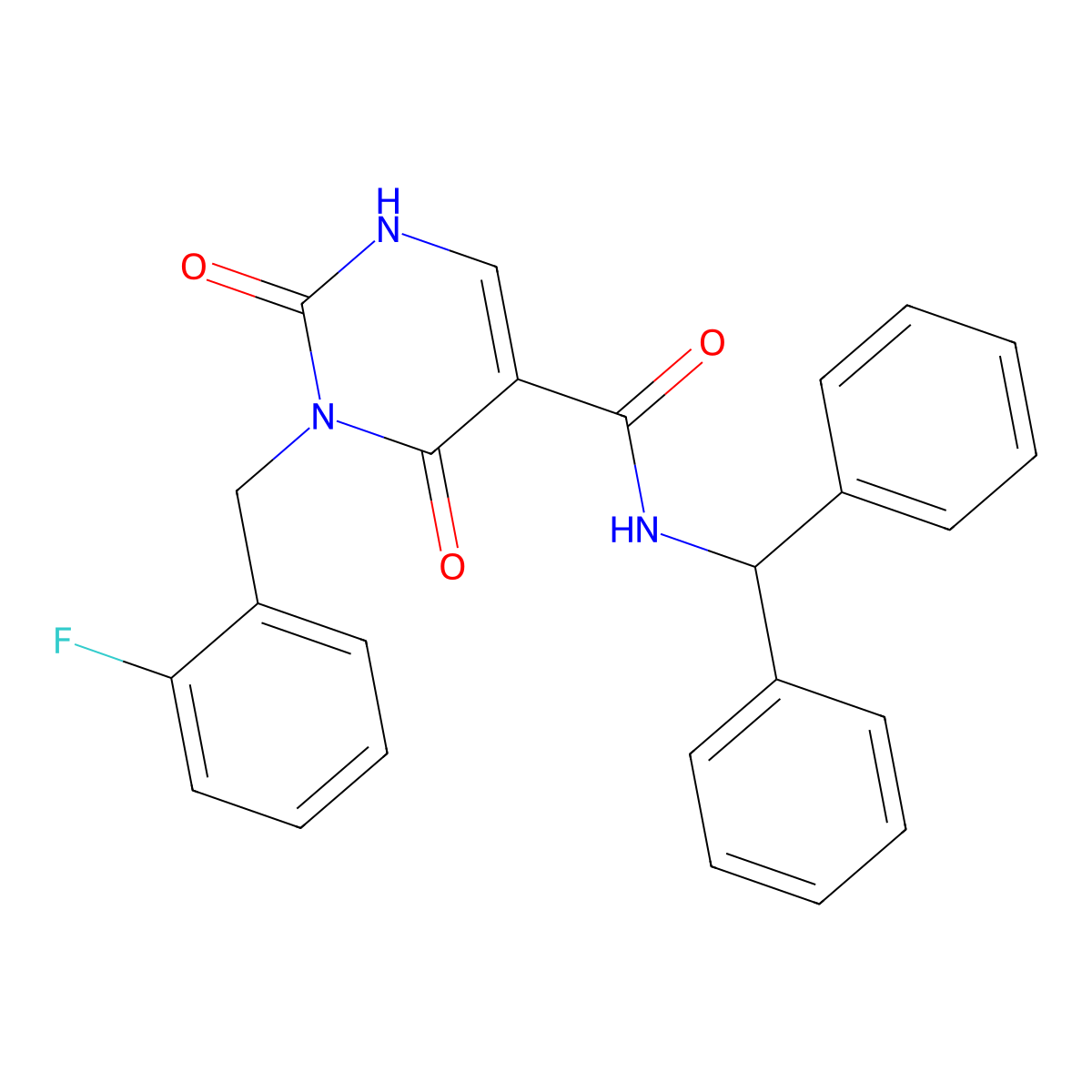 N-benzhydryl-3-(2-fluorobenzyl)-2,4-dioxo-1,2,3,4-tetrahydropyrimidine-5-carboxamide molecular structure, CAS 1396871-71-8