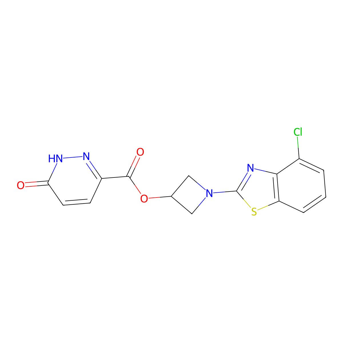 1-(4-Chlorobenzo[d]thiazol-2-yl)azetidin-3-yl 6-oxo-1,6-dihydropyridazine-3-carboxylate molecular structure, CAS 1396871-74-1