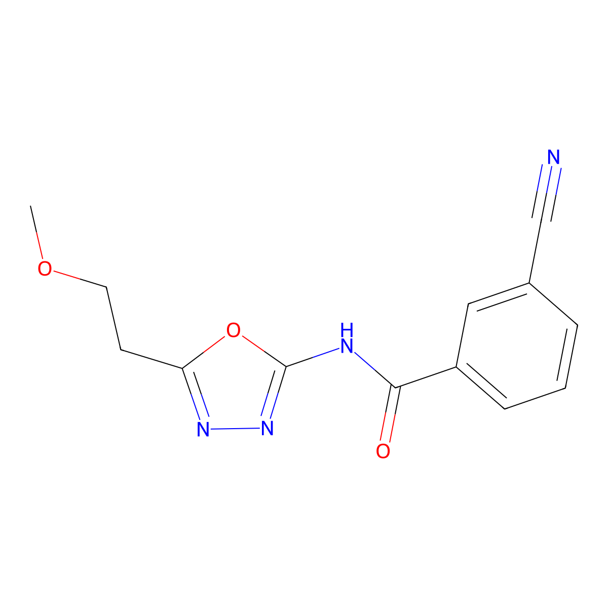 3-cyano-N-[5-(2-methoxyethyl)-1,3,4-oxadiazol-2-yl]benzamide molecular structure, CAS 1396871-78-5