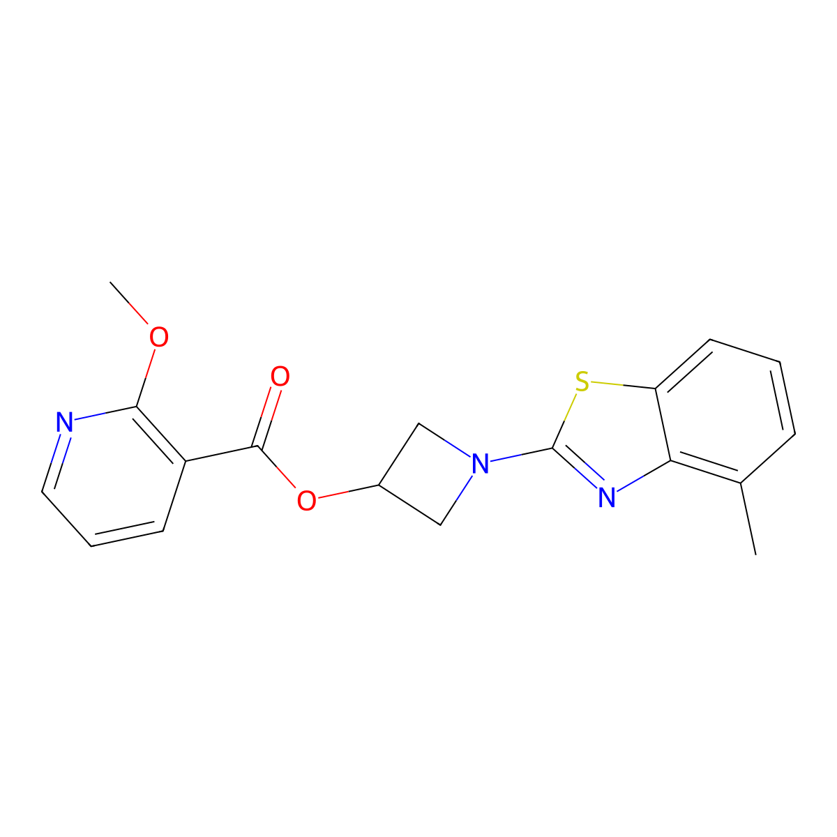1-(4-Methylbenzo[d]thiazol-2-yl)azetidin-3-yl 2-methoxynicotinate molecular structure, CAS 1396871-82-1
