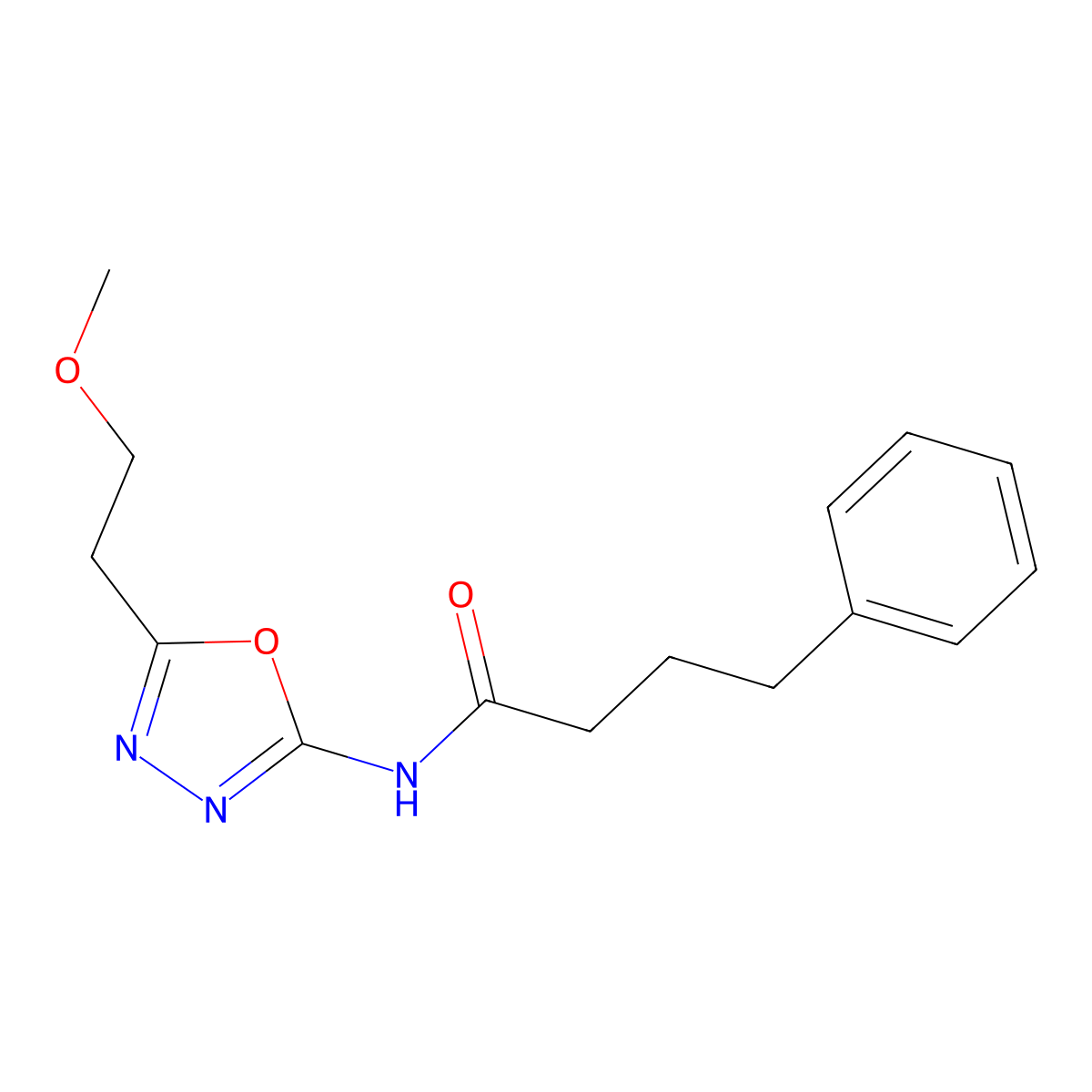 N-[5-(2-methoxyethyl)-1,3,4-oxadiazol-2-yl]-4-phenylbutanamide molecular structure, CAS 1396871-86-5