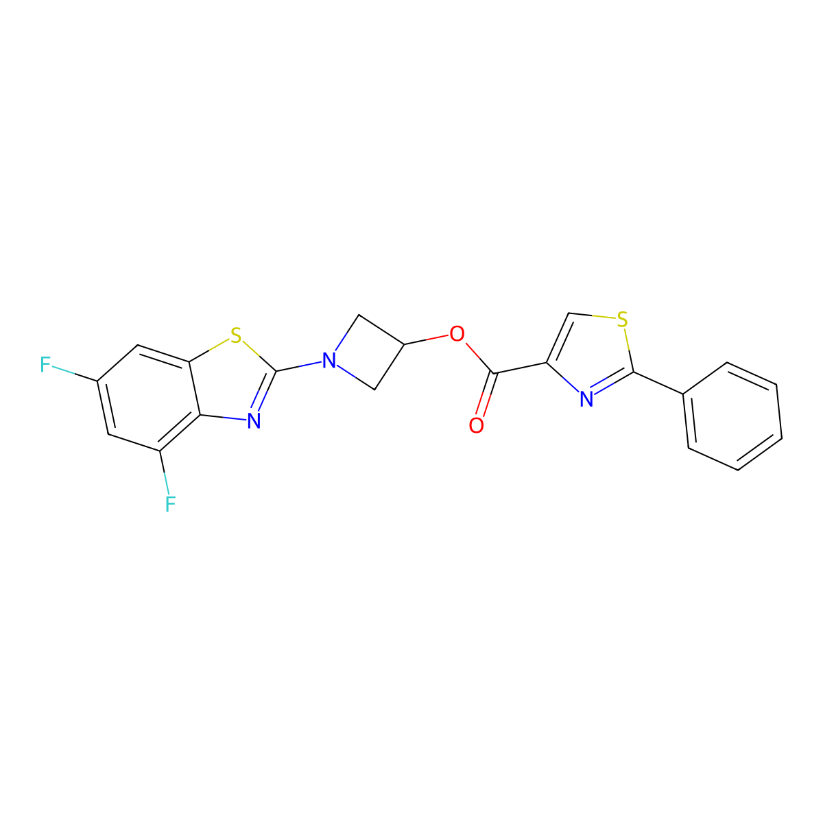 1-(4,6-Difluorobenzo[d]thiazol-2-yl)azetidin-3-yl 2-phenylthiazole-4-carboxylate molecular structure, CAS 1396871-93-4