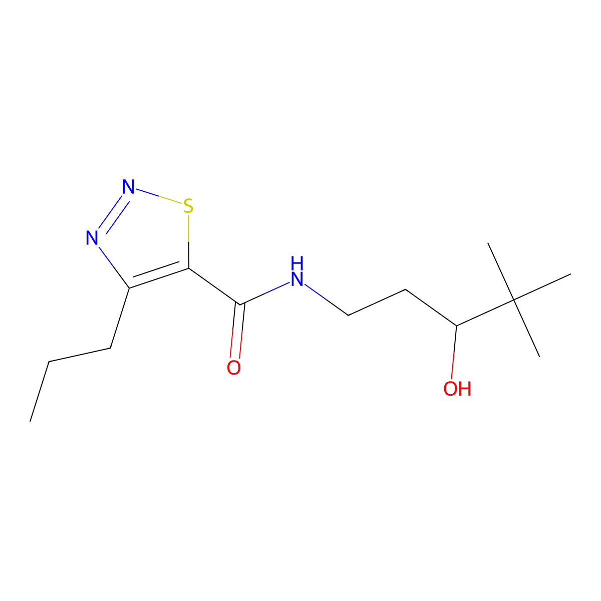 N-(3-hydroxy-4,4-dimethylpentyl)-4-propyl-1,2,3-thiadiazole-5-carboxamide molecular structure, CAS 1396871-95-6