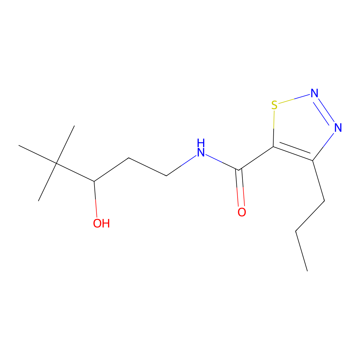 N-(3-hydroxy-4,4-dimethylpentyl)-4-propyl-1,2,3-thiadiazole-5-carboxamide molecular structure, CAS 1396871-95-6
