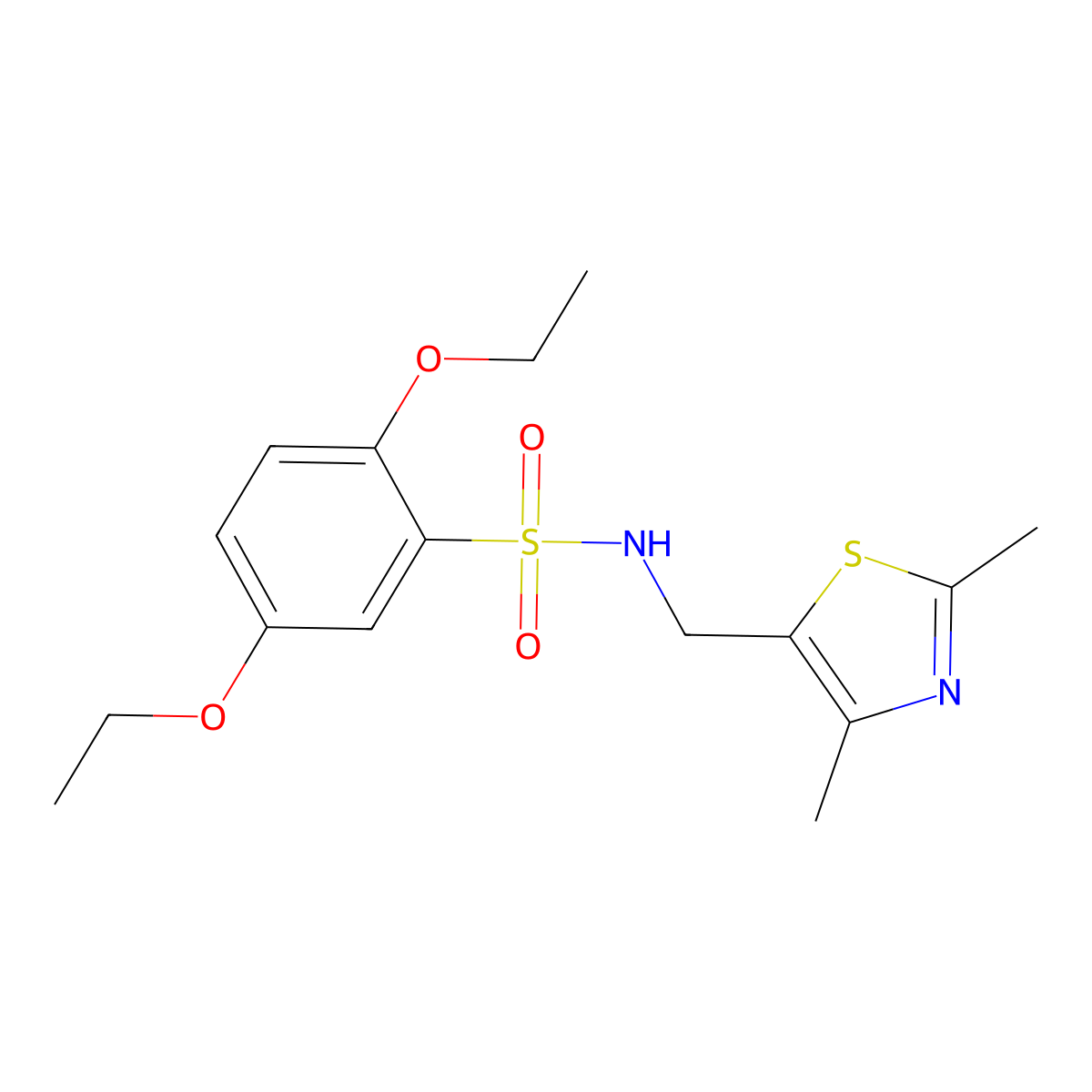 N-((2,4-dimethylthiazol-5-yl)methyl)-2,5-diethoxybenzenesulfonamide molecular structure, CAS 1396872-01-7