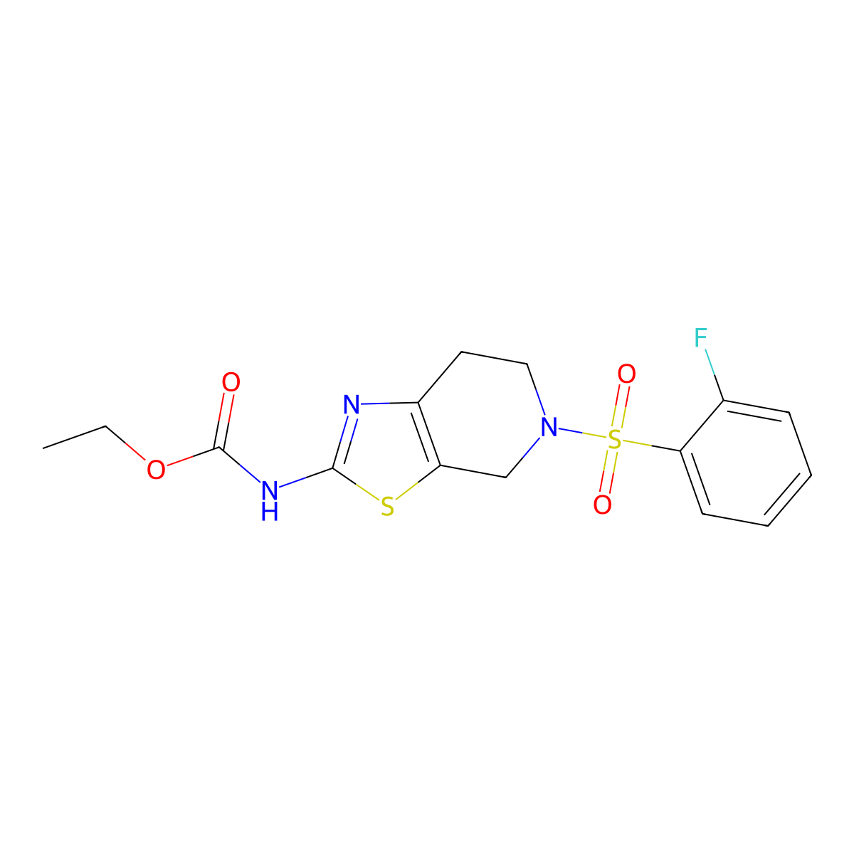 ethyl N-[5-(2-fluorobenzenesulfonyl)-4H,5H,6H,7H-[1,3]thiazolo[5,4-c]pyridin-2-yl]carbamate molecular structure, CAS 1396872-05-1