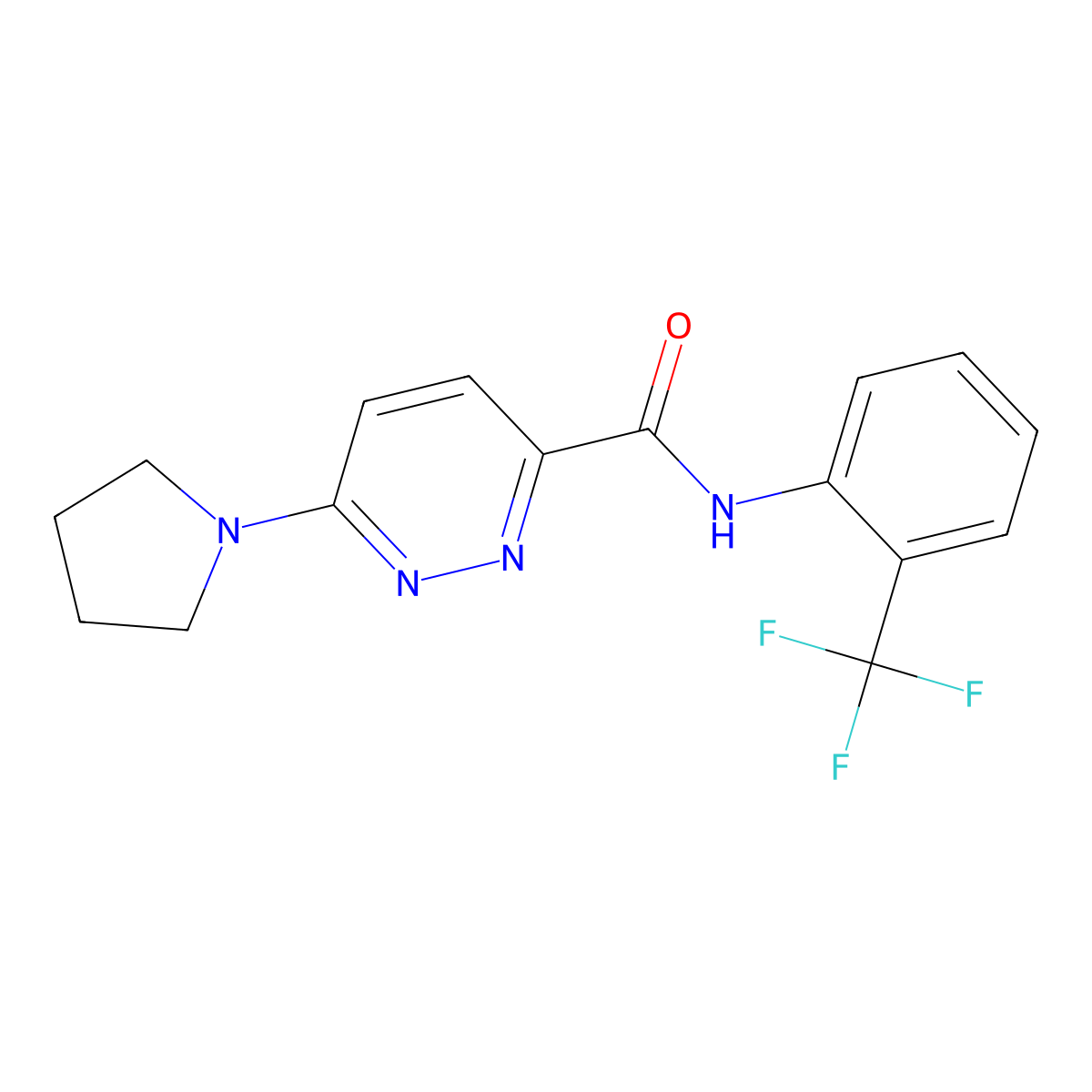 6-(pyrrolidin-1-yl)-N-(2-(trifluoromethyl)phenyl)pyridazine-3-carboxamide molecular structure, CAS 1396872-06-2