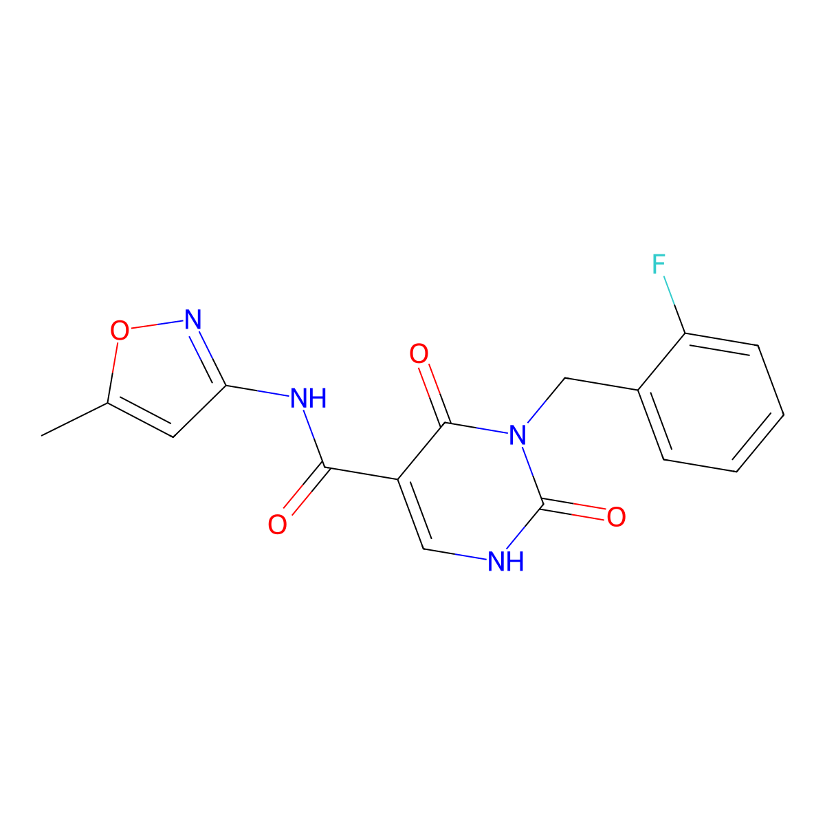 3-(2-fluorobenzyl)-N-(5-methylisoxazol-3-yl)-2,4-dioxo-1,2,3,4-tetrahydropyrimidine-5-carboxamide molecular structure, CAS 1396872-09-5
