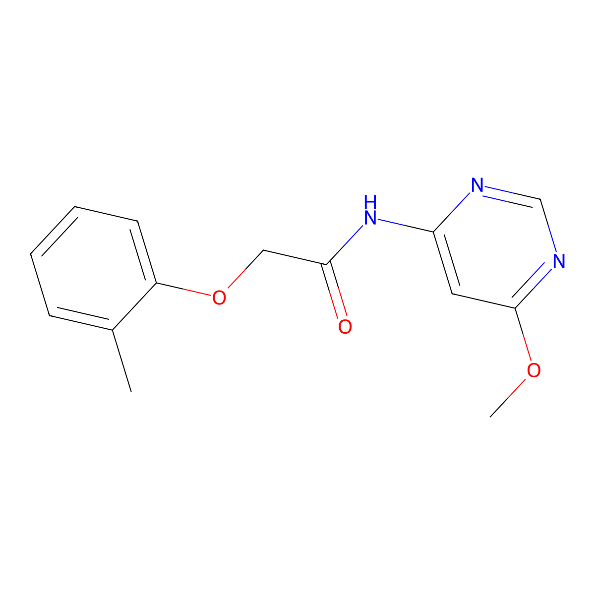 N-(6-methoxypyrimidin-4-yl)-2-(2-methylphenoxy)acetamide molecular structure, CAS 1396872-12-0