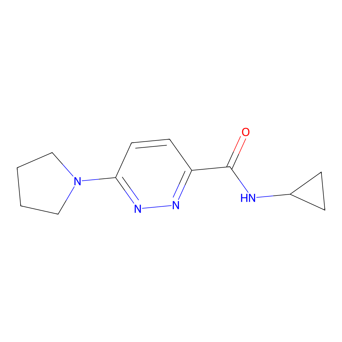 N-cyclopropyl-6-(pyrrolidin-1-yl)pyridazine-3-carboxamide molecular structure, CAS 1396872-15-3