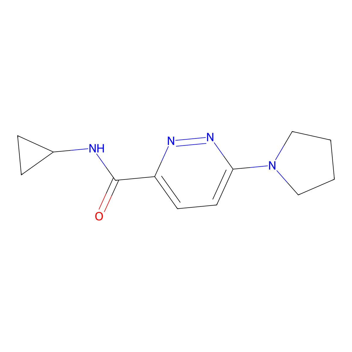 N-cyclopropyl-6-(pyrrolidin-1-yl)pyridazine-3-carboxamide molecular structure, CAS 1396872-15-3